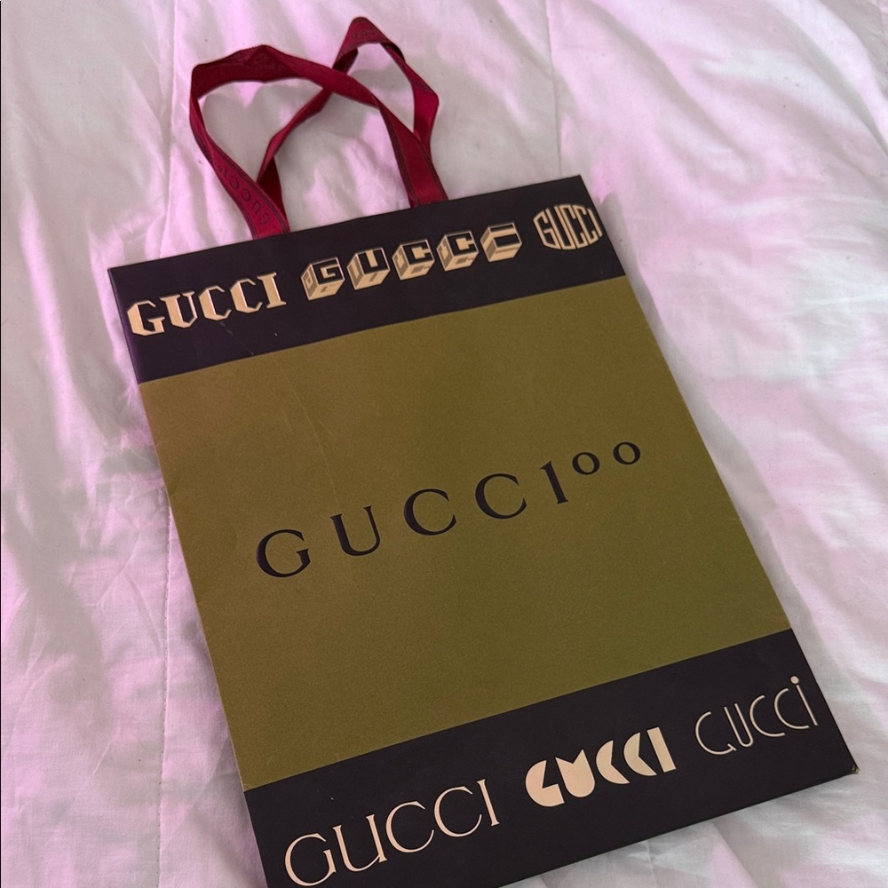 Gucci Olive and Black Tote with Red Handles